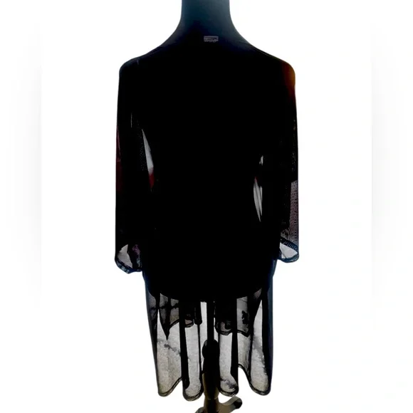 Black,kimono,flowing, sheer,swim cover Large,OS,New - Picture 3 of 5